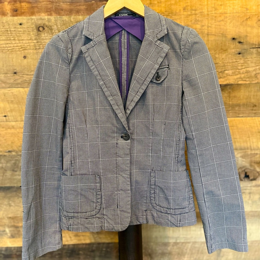 CAPITAL TAILORS Women’s Light Purple Houndstooth Fitted Blazer. Size SMALL